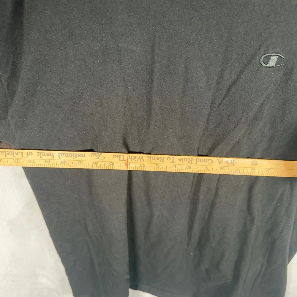 Champion Mens Black Crew Neck Short Sleeve‎ T Shirt Classic Logo Size XL - Picture 4 of 5